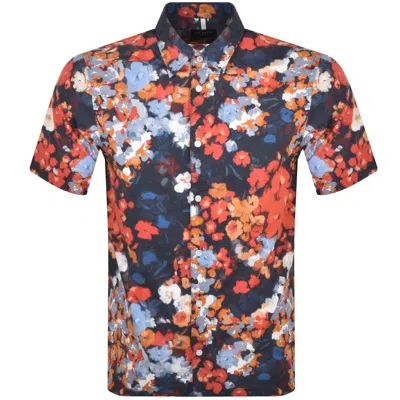 Ted Baker Camo Floral Shirt Navy In Multi