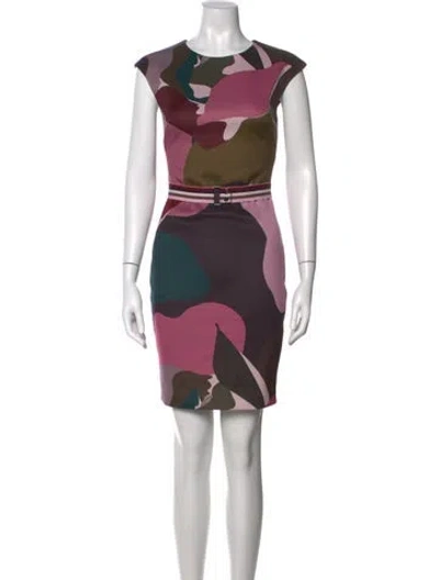Pre-owned Ted Baker Camouflage Print Knee-length Dress In Green