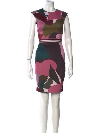 Pre-owned Ted Baker Camouflage Print Mini Dress In Pink