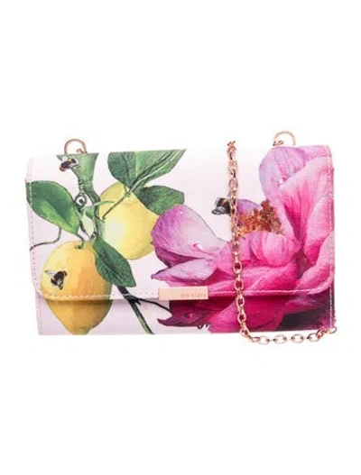 Pre-owned Ted Baker Canvas Clutch In Pink