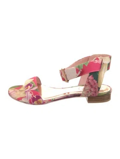 Pre-owned Ted Baker Canvas Floral Print Sandals In Pink