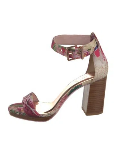 Pre-owned Ted Baker Canvas Floral Print Sandals In Pink
