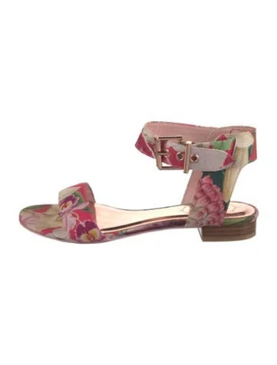Pre-owned Ted Baker Canvas Floral Print Sandals In Pink
