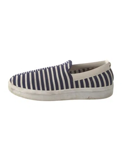 Pre-owned Ted Baker Canvas Striped Sneakers In Blue/neutrals