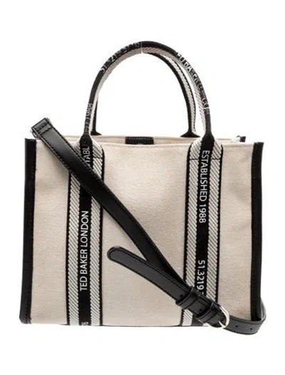 Pre-owned Ted Baker Canvas Top Handle Bag In Neutral