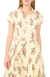 Ted Baker Cap Sleeve Button Up Shirt In White