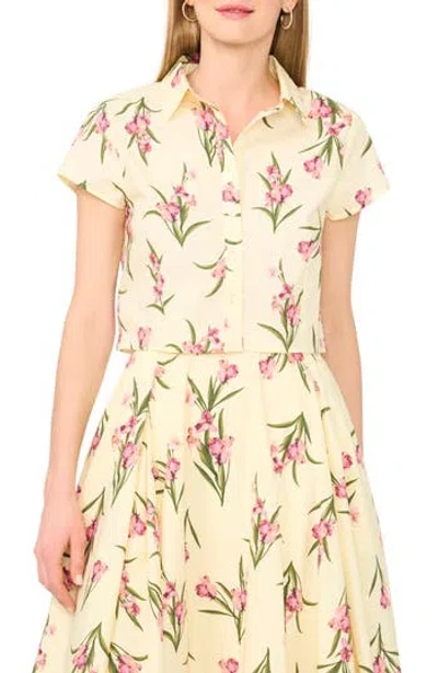 Ted Baker Cap Sleeve Button Up Shirt In White