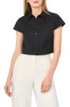 Ted Baker Cap Sleeve Button-up Shirt In Black