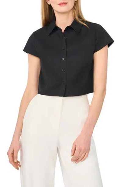 Ted Baker Cap Sleeve Button-up Shirt In Black