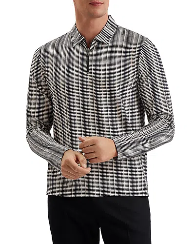 Ted Baker Capuzzo Regular Fit Zip Up Long Sleeve Polo In Navy
