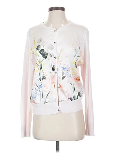 Pre-owned Ted Baker Cardigan Sweater In White