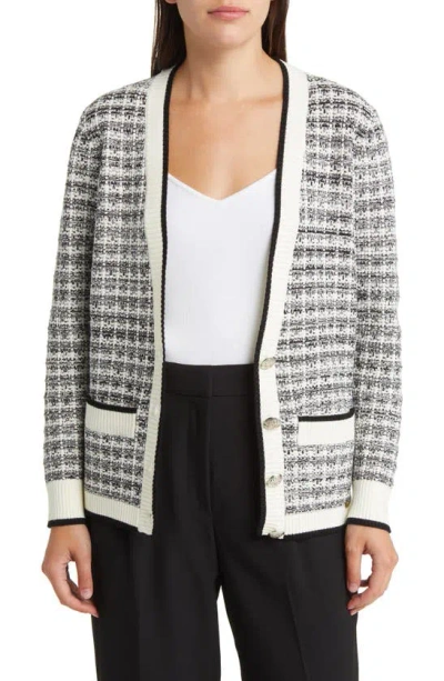 Ted Baker Carmein Marled Check Cardigan In Natural