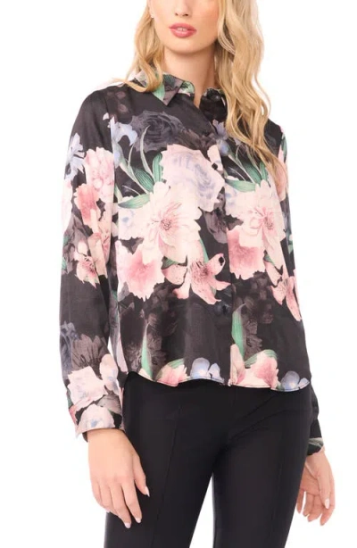 Ted Baker Casery Floral Georgette Button-up Shirt In Black