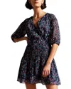 TED BAKER CASIDEE HEART PRINT PUFF SLEEVE CHIFFON MINI DRESS IN MULTI