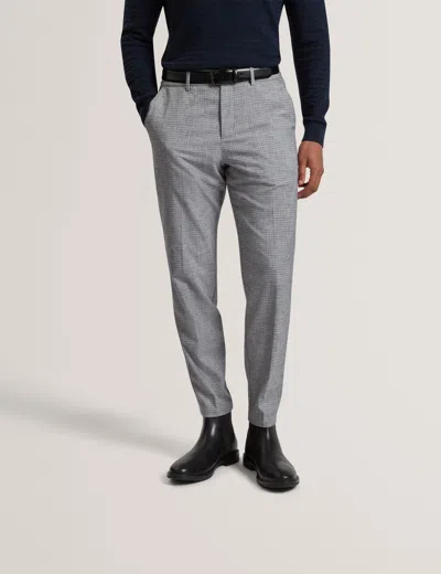 Ted Baker Casmont Tapered Houndstooth Tailored Trousers In Light Grey