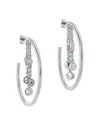 Ted Baker Cassidy Cascade Crystal Silver Tone Hoop Earrings, 1.7 Diameter In Metallic