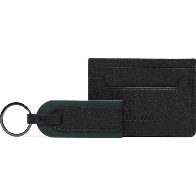 Ted Baker Cavendish Card Holder Wallet & Key Ring Set In Black