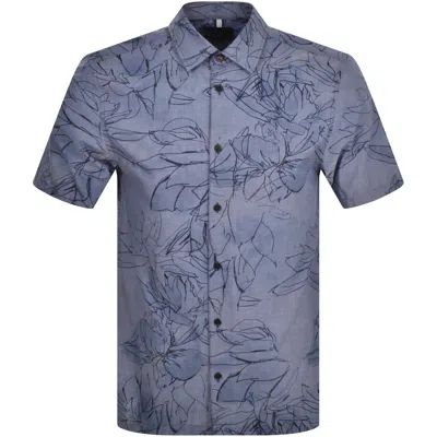 Ted Baker Chambray Floral Shirt Blue