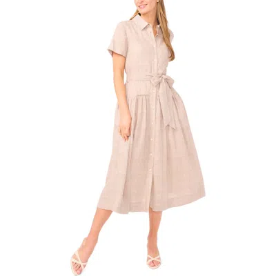 Ted Baker Charlie Drop Waist Linen Shirtdress In Pink