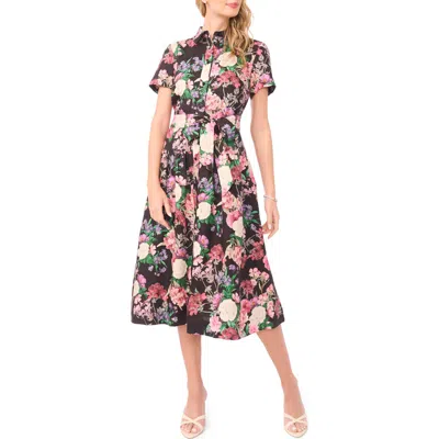 Ted Baker Charlie Floral Linen Midi Shirtdress In Multi