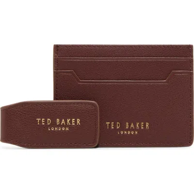 Ted Baker Chedworth Card Case & Money Clip In Brown