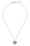 Ted Baker Cherish Crystal Cluster Heart Locket Necklace In Silver Tone Clear Crystal