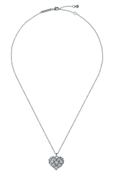 Ted Baker Cherish Crystal Cluster Heart Locket Necklace In Metallic