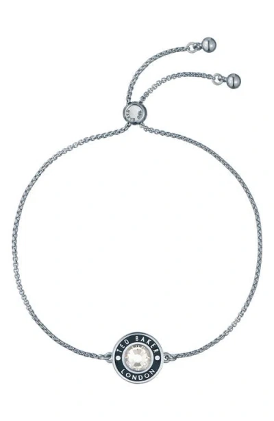 Ted Baker Cherla Logo Crystal Bracelet In Silver Tone/black/clear