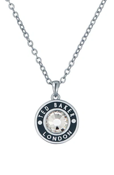 Ted Baker Cherlie Logo Crystal Pendant Necklace In Metallic