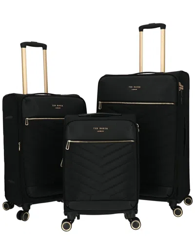 Ted Baker Chevron 3pc Expandable Luggage Set In Black