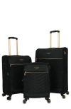 Ted Baker Chevron Quilt 3-piece Luggage Set In Black