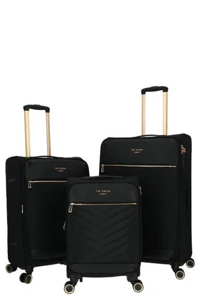 Ted Baker Chevron Quilt 3-piece Luggage Set In Black