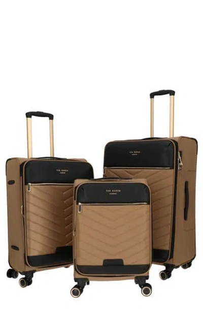 Ted Baker Chevron Quilt 3-piece Luggage Set In Brown