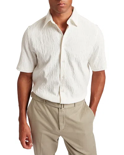 Ted Baker Chipi Relaxed Textured Short Sleeve Shirt In White
