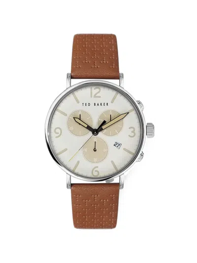 Ted Baker Chronograph Leather-strap 41mm Watch In 뉴트럴