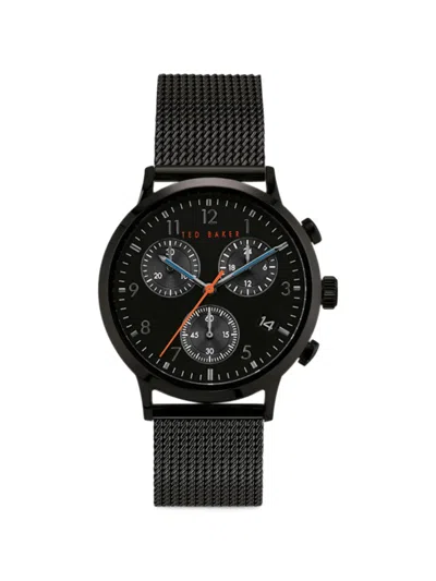 Ted Baker Chronograph Mesh 41mm Watch In Black