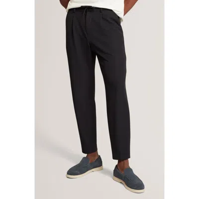 Ted Baker Cialdat Pleated Straight Leg Drawstring Pants In Black