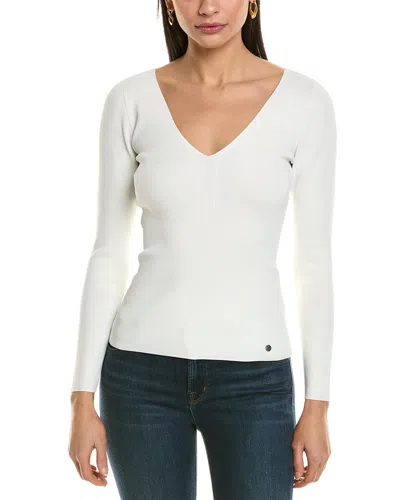 Ted Baker Womens Ivory V-neck Slim-fit Knitted Top In Multi