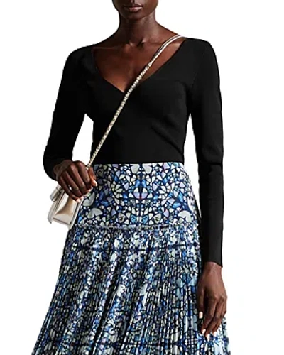 Ted Baker Cileste V Neck Knit Top In Black