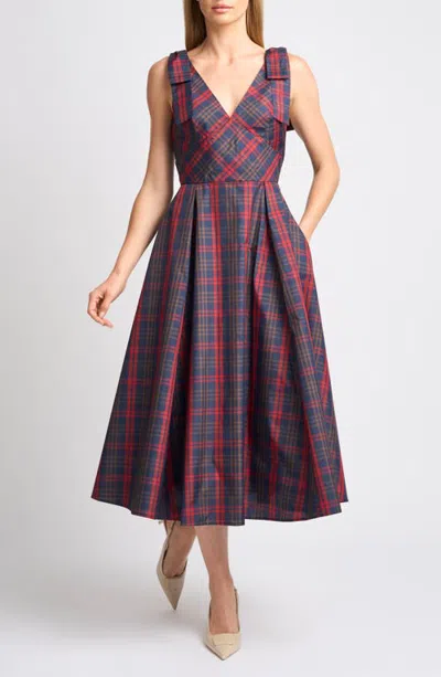 Ted Baker Clara Plaid A-line Midi Dress In Gray