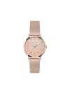 Ted Baker Floral Leather Strap Watch In Gold