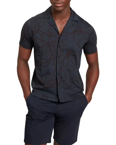 Ted Baker Claub Printed Jersey Button Down Shirt In Blue