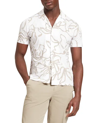 Ted Baker Claub Printed Jersey Button Down Shirt In White