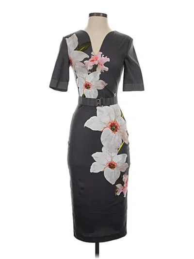 Pre-owned Ted Baker Cocktail Dress In Gray