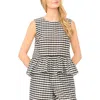 Ted Baker Colette Gingham Sleeveless Peplum Top In Black