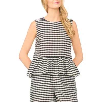 TED BAKER TED BAKER COLETTE GINGHAM SLEEVELESS PEPLUM TOP