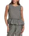 Ted Baker Colette Gingham Sleeveless Peplum Top In Black