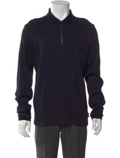 Pre-owned Ted Baker Collar Long Sleeve Polo Sweater In Blue