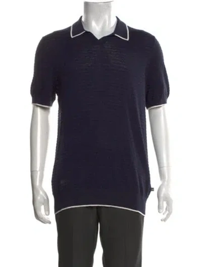 Pre-owned Ted Baker Collar Short Sleeve Polo Sweater In Blue