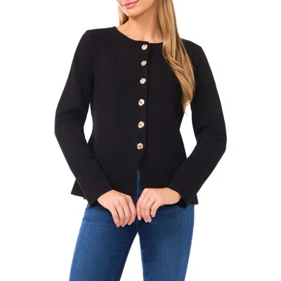 Ted Baker Collarless Cardigan In Black